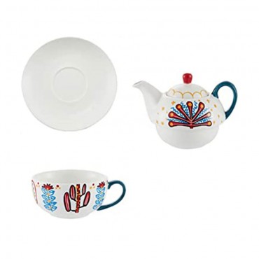 Ceramic Tea Set with Teapot, Cup & Saucer